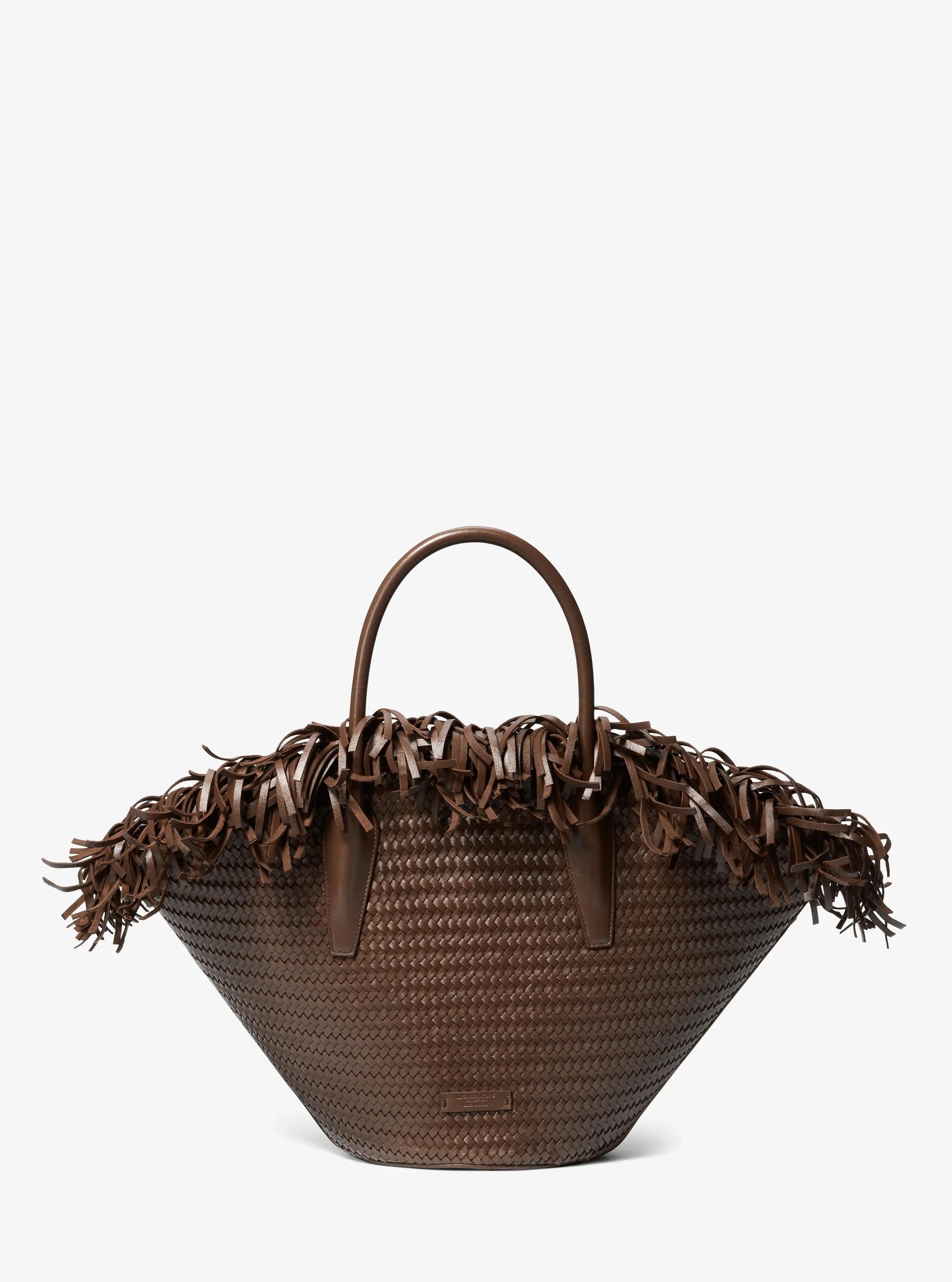 Michael Kors Sardinia Large Hand-Woven Leather Basket Tote Bag Work Shoulder Bag