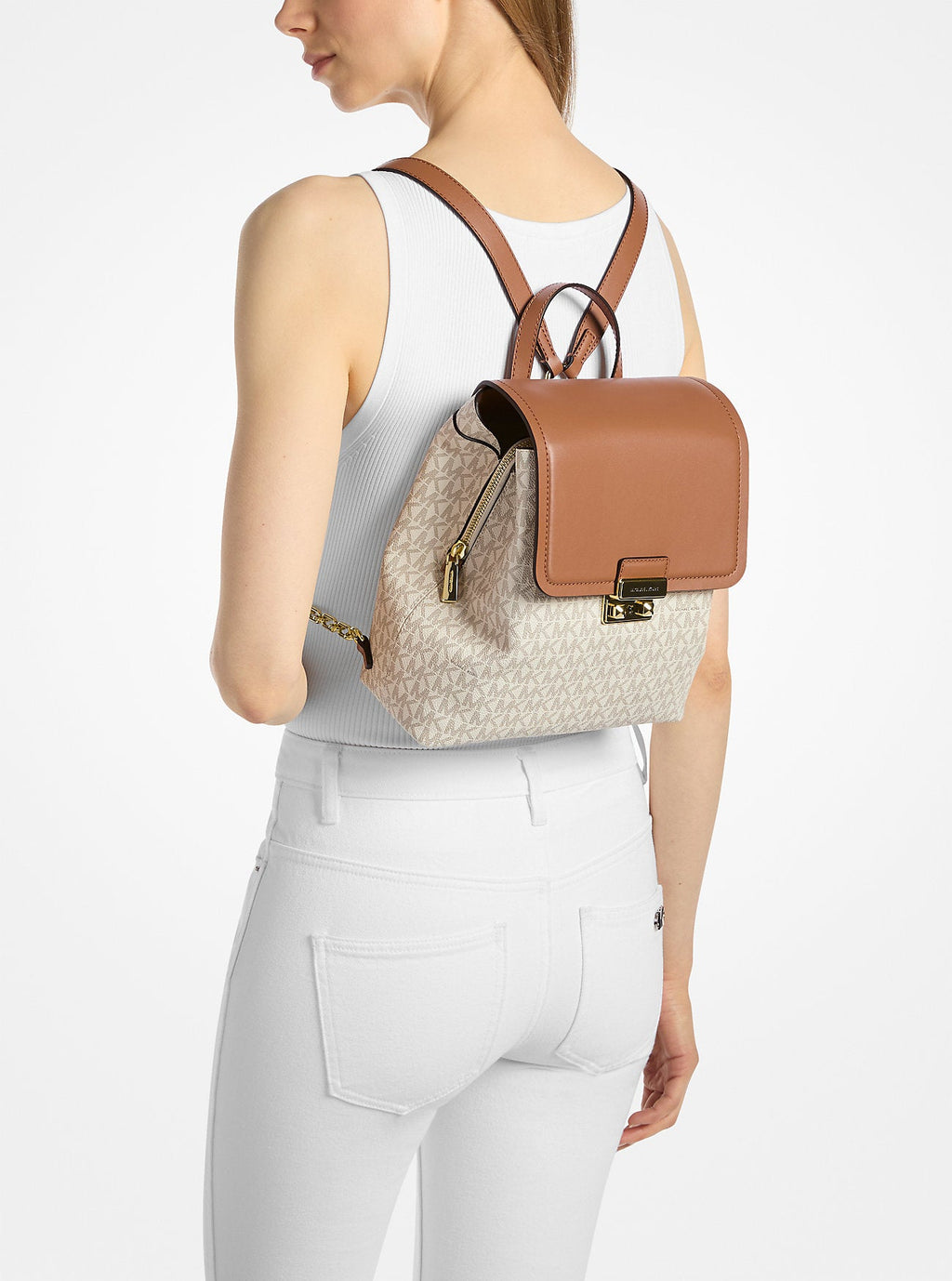 Michael Kors Tribeca Small Signature Signature Logo Backpack Travel School Bag