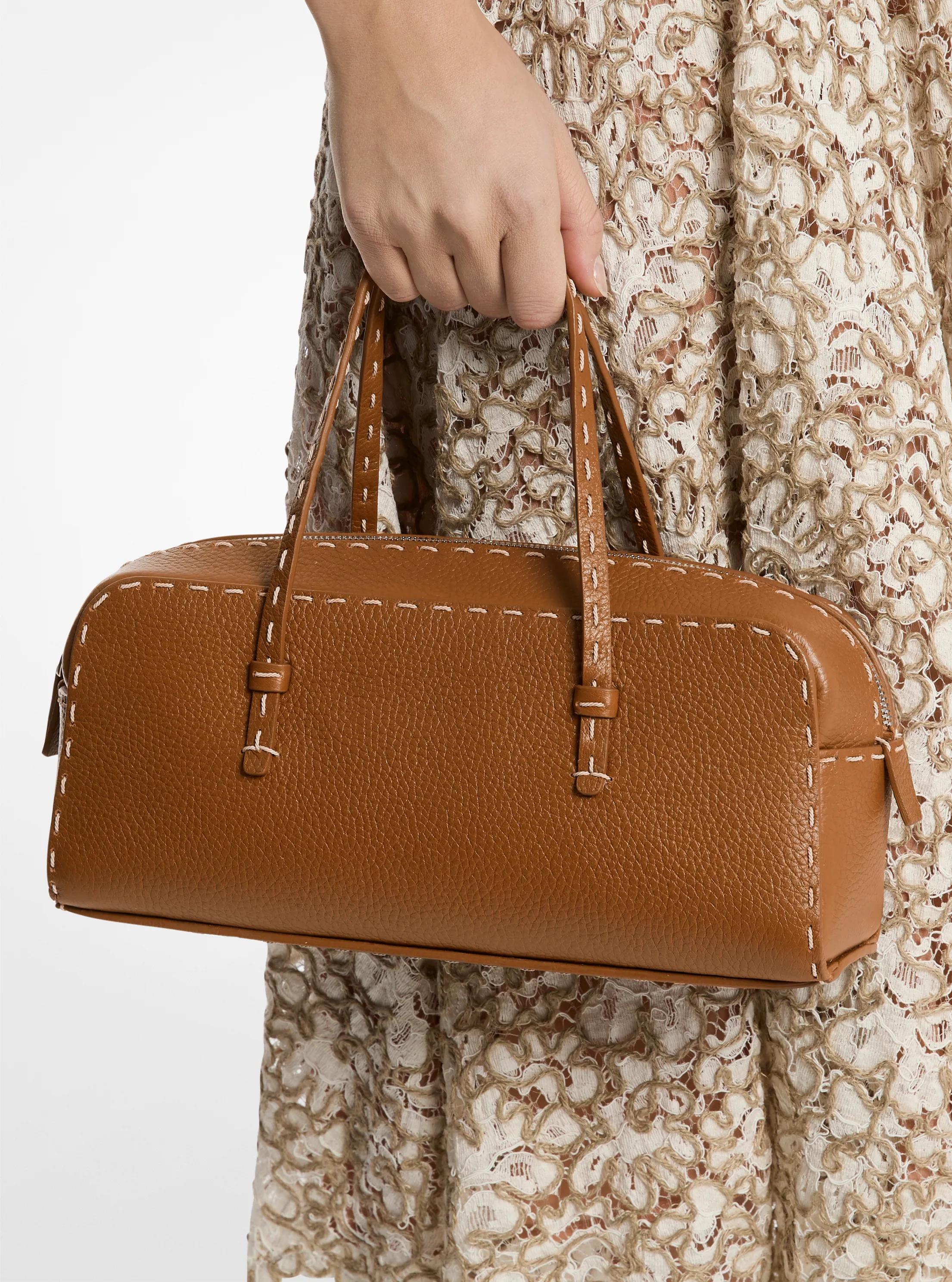 Michael Kors Roberta Hand-Stitched Pebbled Leather Satchel