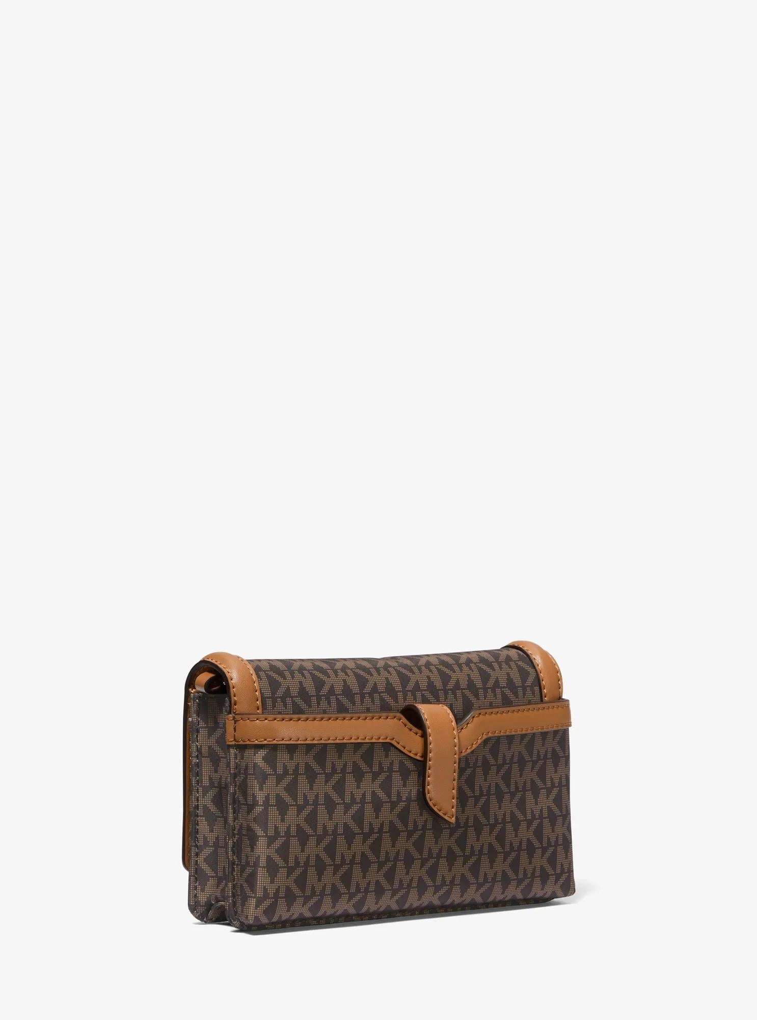 Michael Kors Jet Set Small Signature Logo Print Woven Phone Crossbody Bag Bag Bag