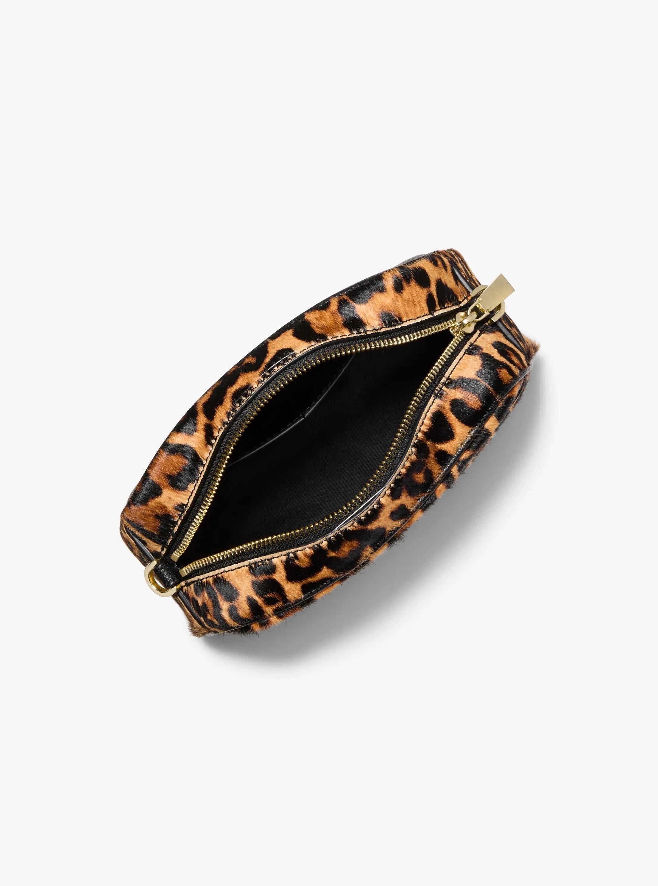 Michael Kors Jet Set Small Leopard Print Calf Hair Camera Crossbody Bag Bag