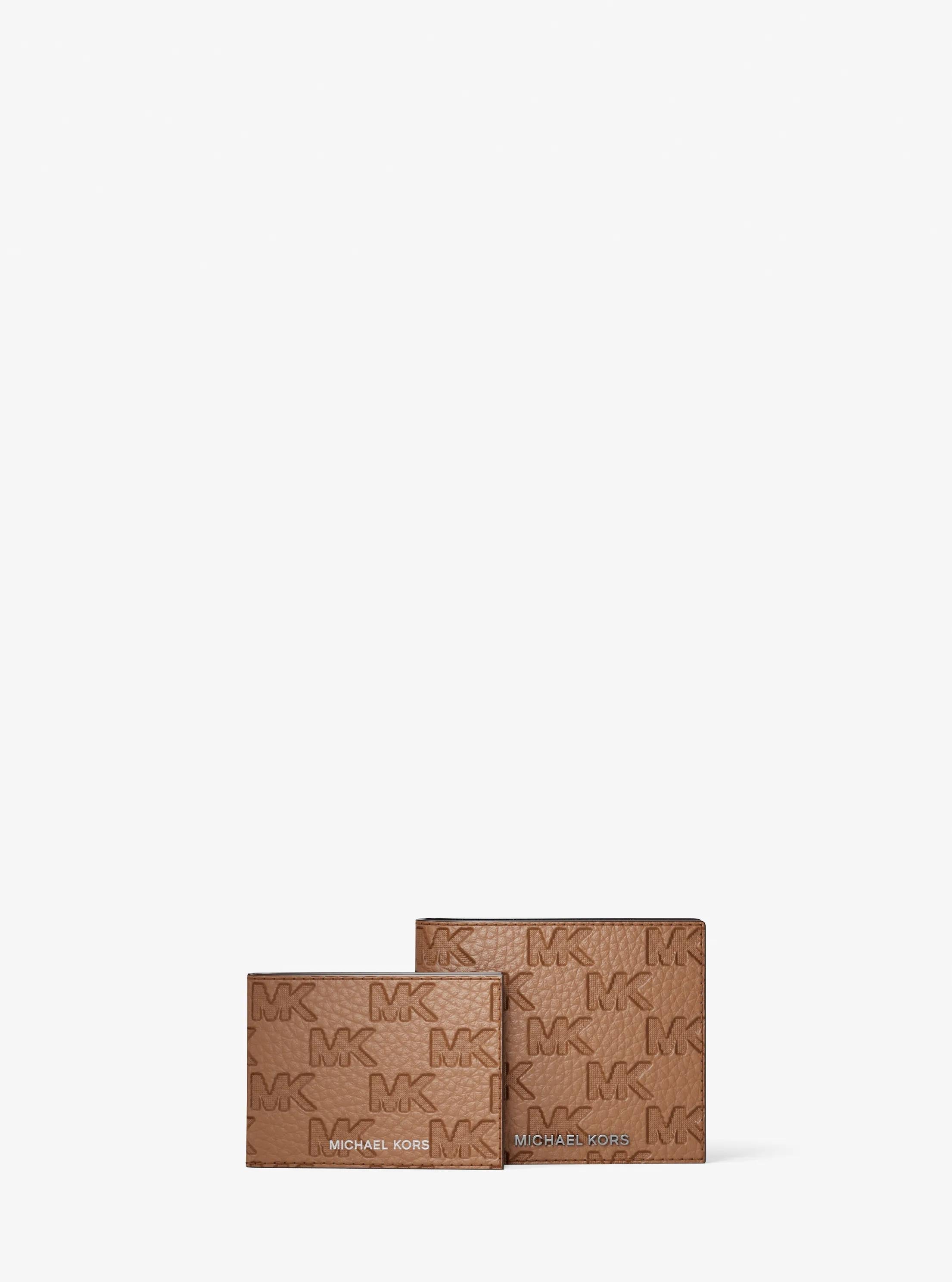 Michael Kors Hudson Signature Logo Embossed Leather Billfold Wallet and Passcase