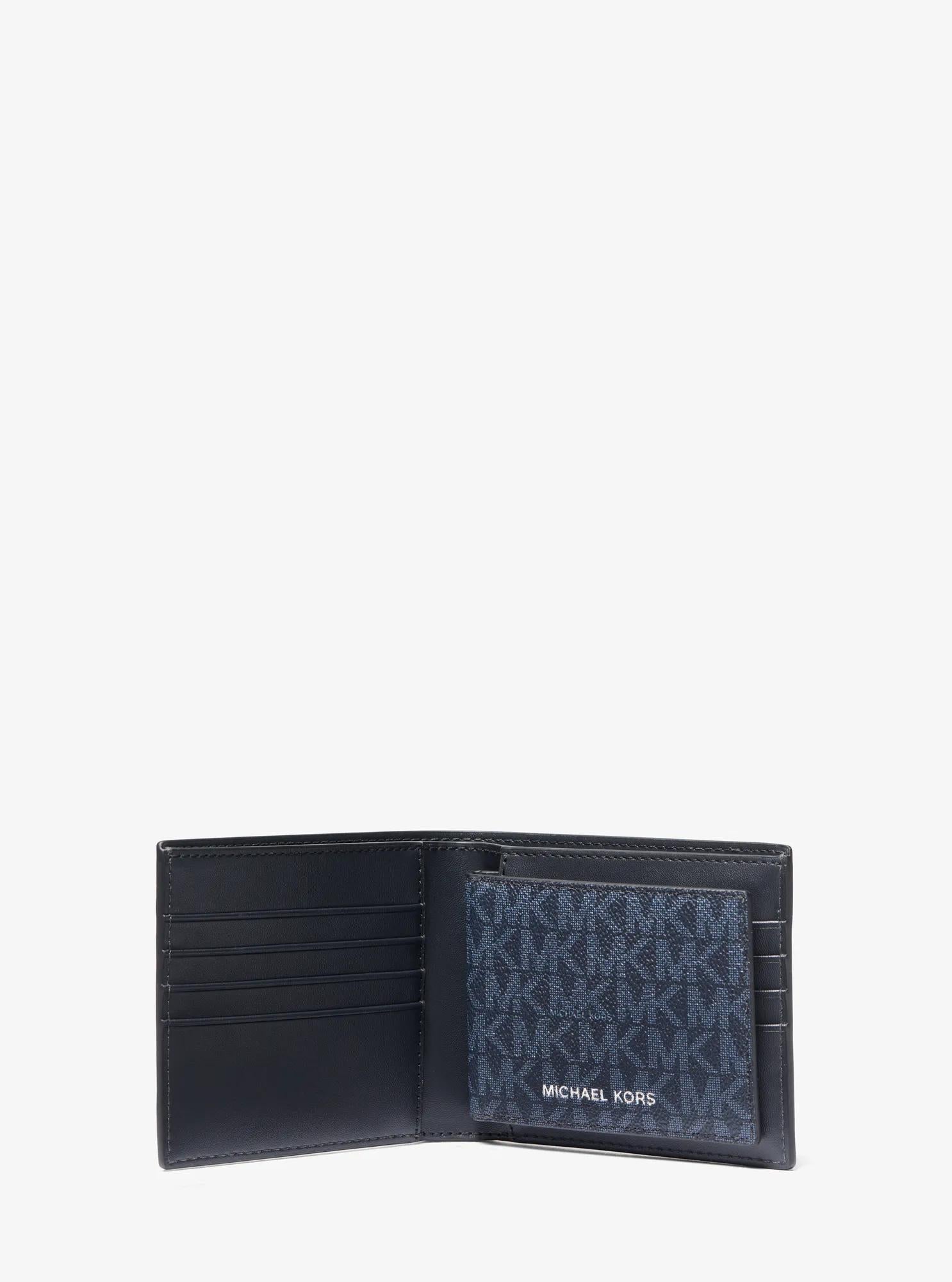 Michael Kors Harrison Signature Logo Billfold Wallet With Passcase
