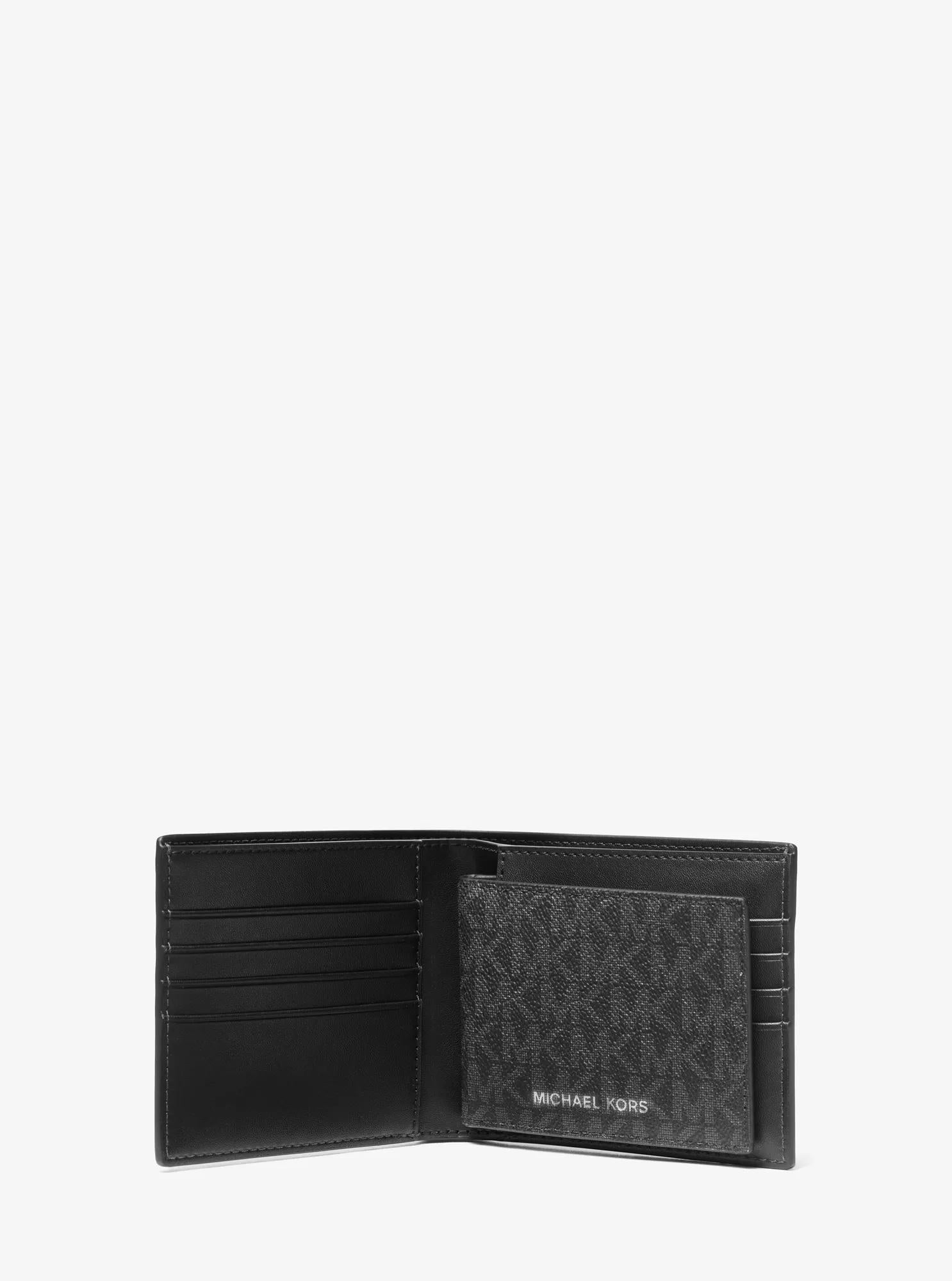 Michael Kors Harrison Signature Logo Billfold Wallet With Passcase