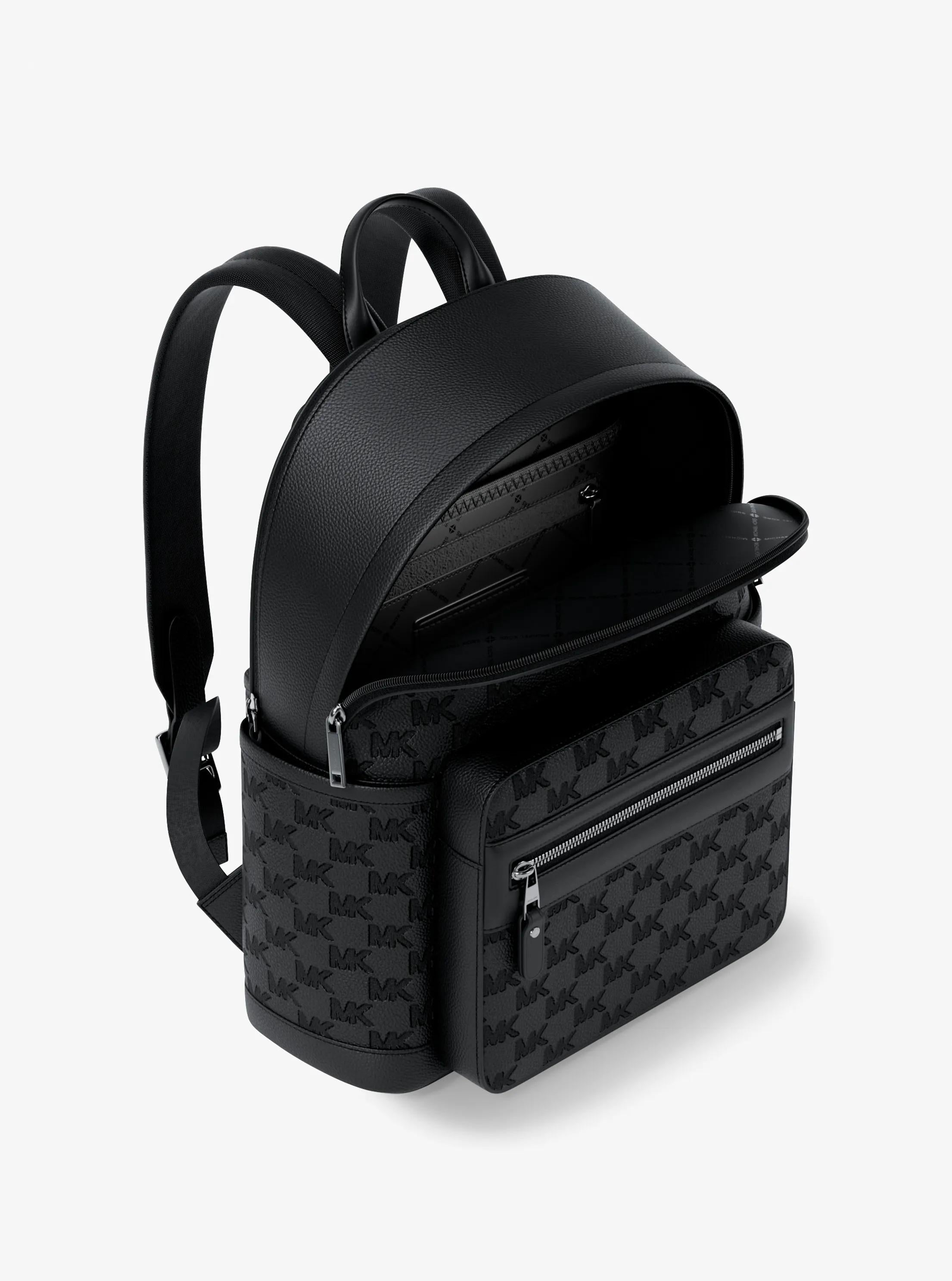 Michael Kors Jet Set Medium Signature Logo Debossed Pebbled Leather Backpack Travel School Bag
