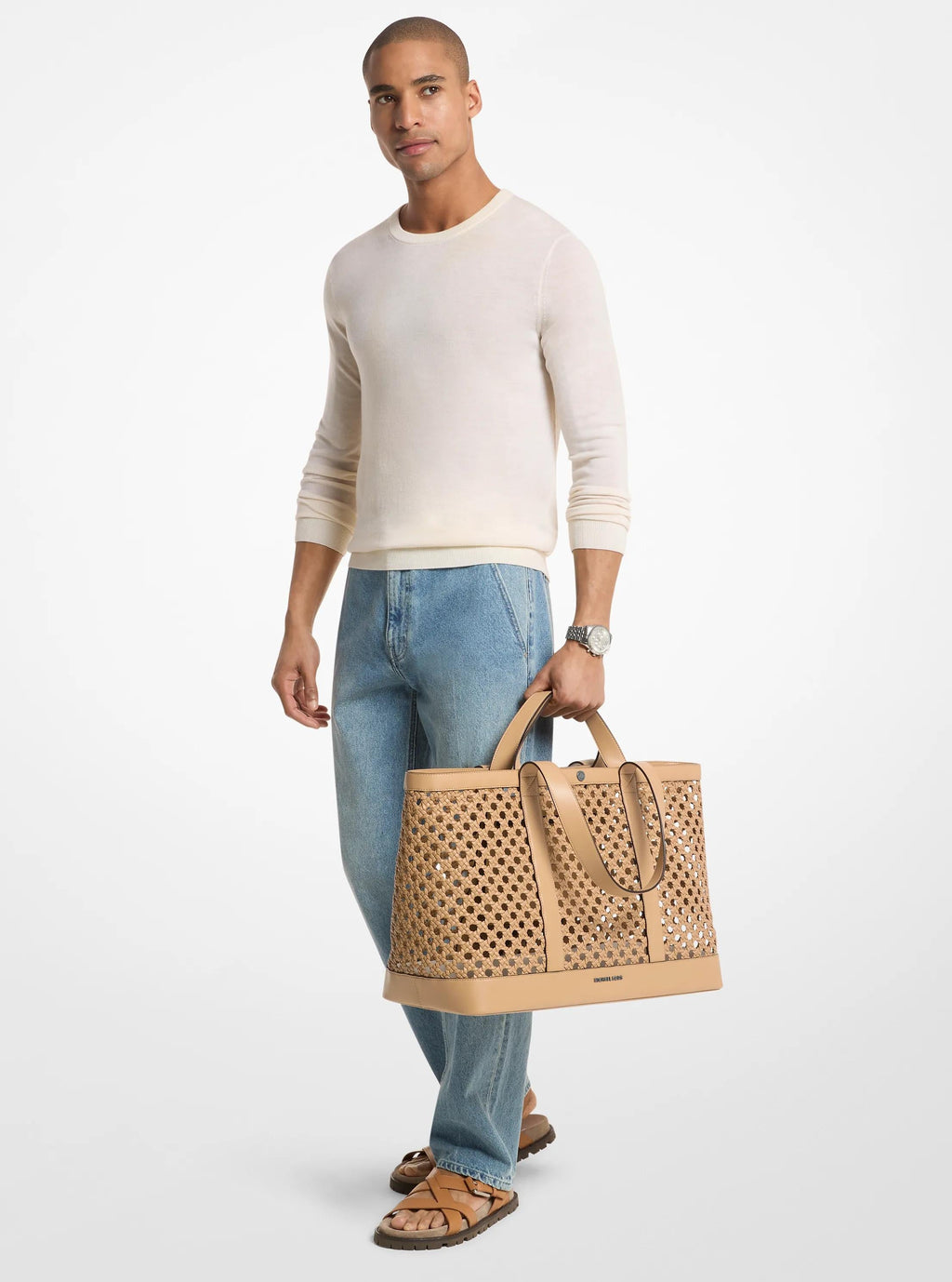 Michael Kors Whitley Medium Hand-Woven Tote Bag Work Shoulder Bag