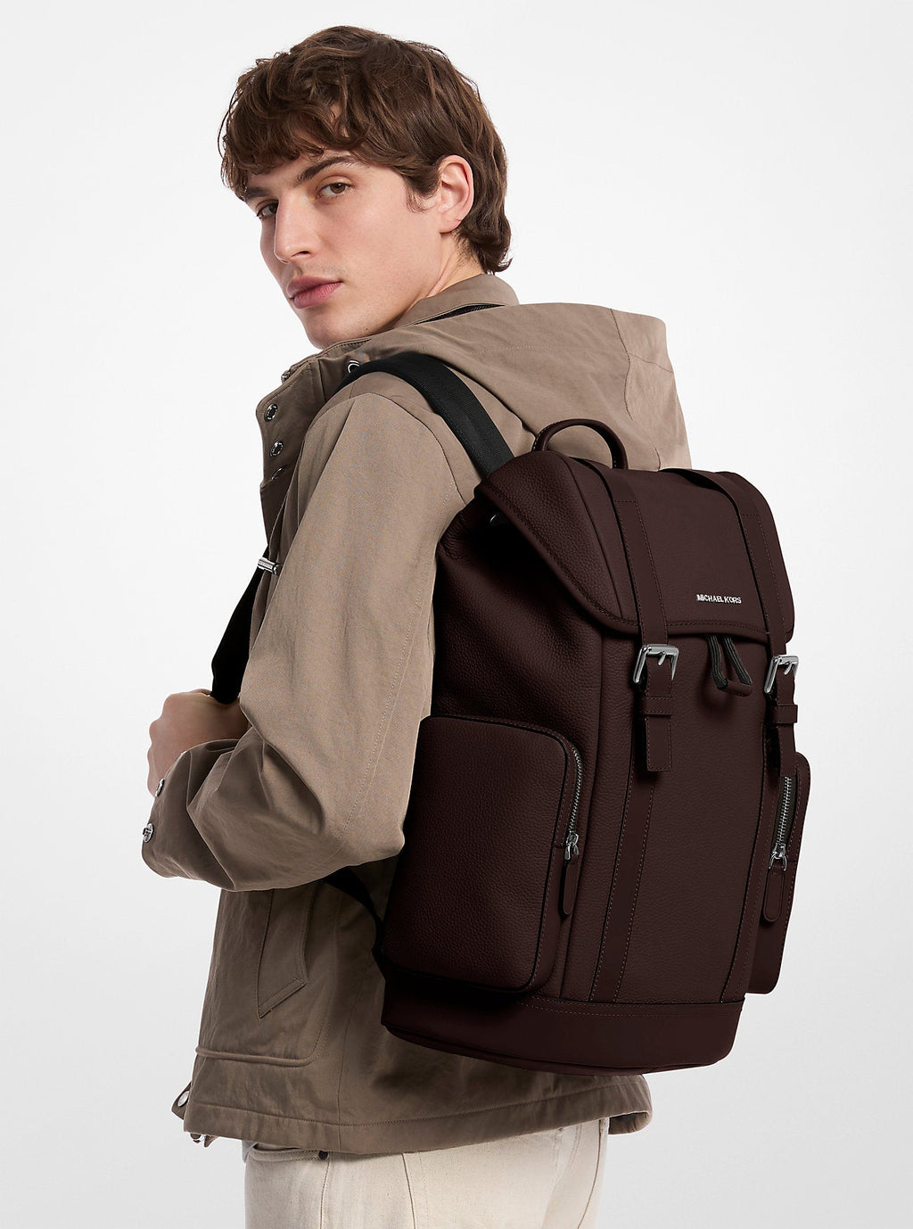 Michael Kors Hudson Pebbled Leather Backpack Travel School Bag