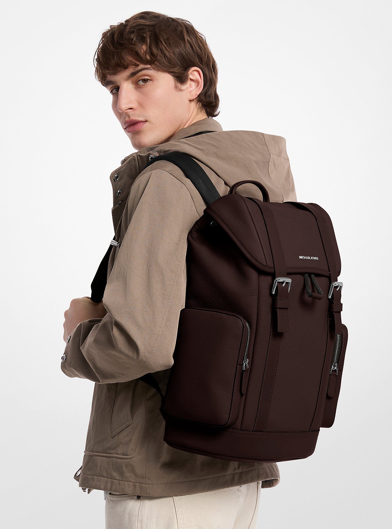 Michael Kors Hudson Pebbled Leather Backpack Travel School Bag