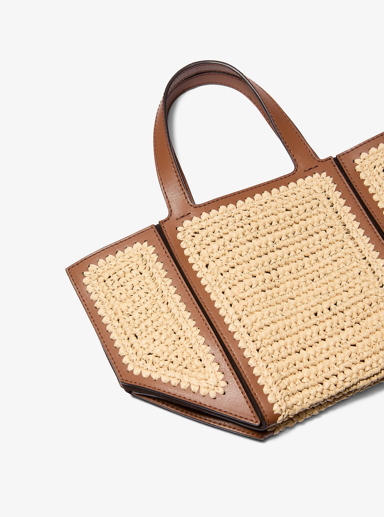 Michael Kors Jordi Small Hand-Crocheted and Leather Tote Bag Work Shoulder Bag