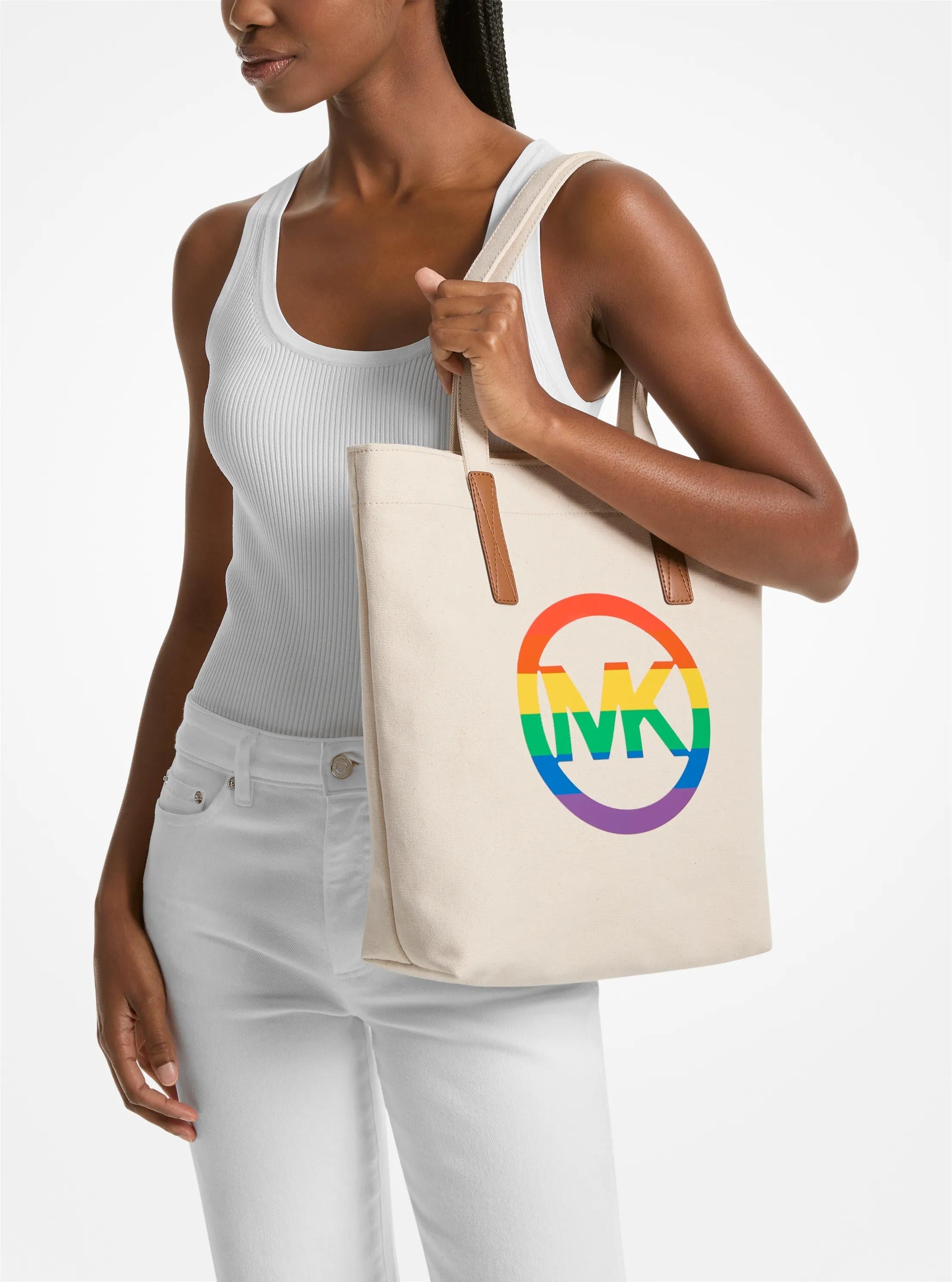 Michael Kors PRIDE Rainbow Signature Logo Cotton Tote Bag Work Shoulder Bag