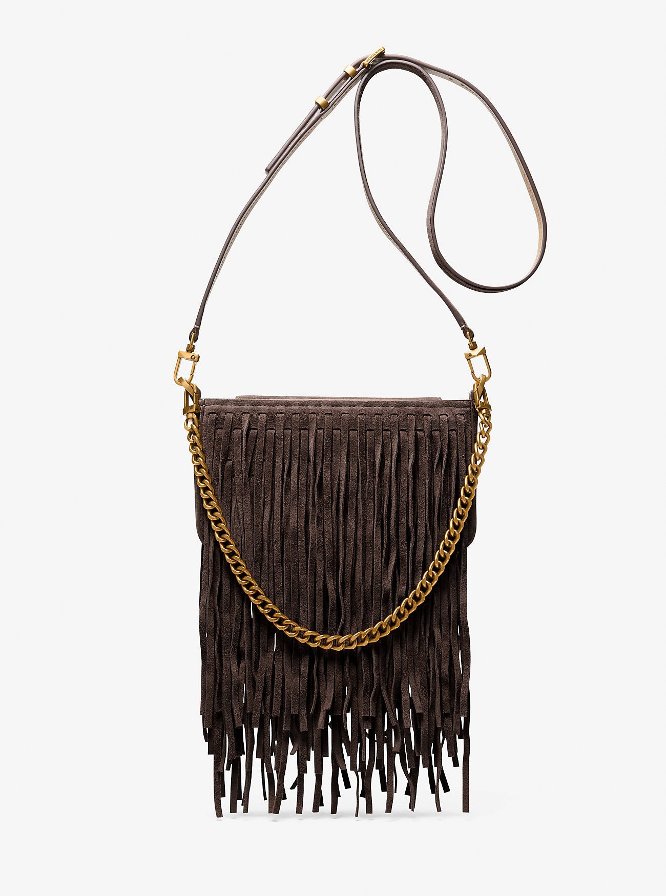 Michael Kors Bryant Small Fringed Suede Convertible Pochette
