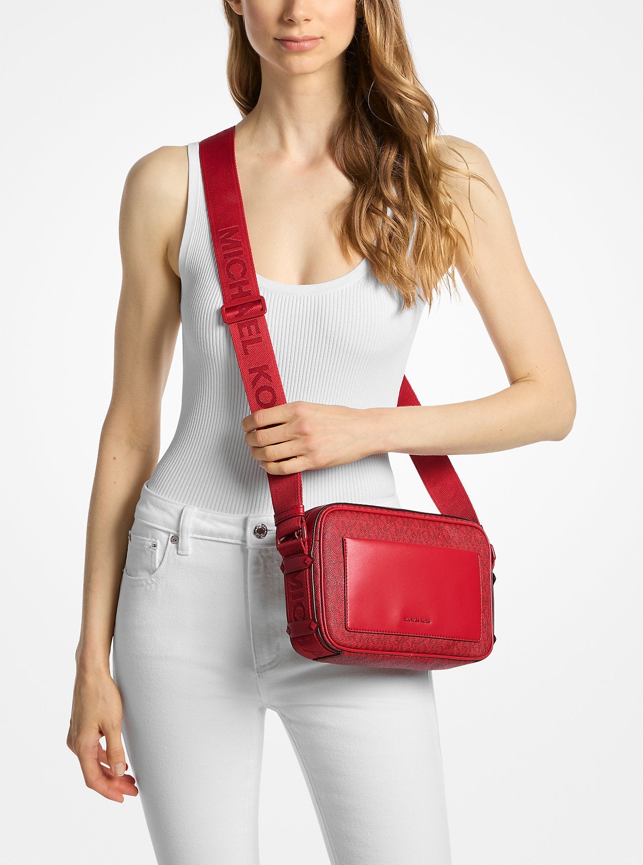 Michael Kors Maeve Large Signature Signature Logo Crossbody Bag Bag