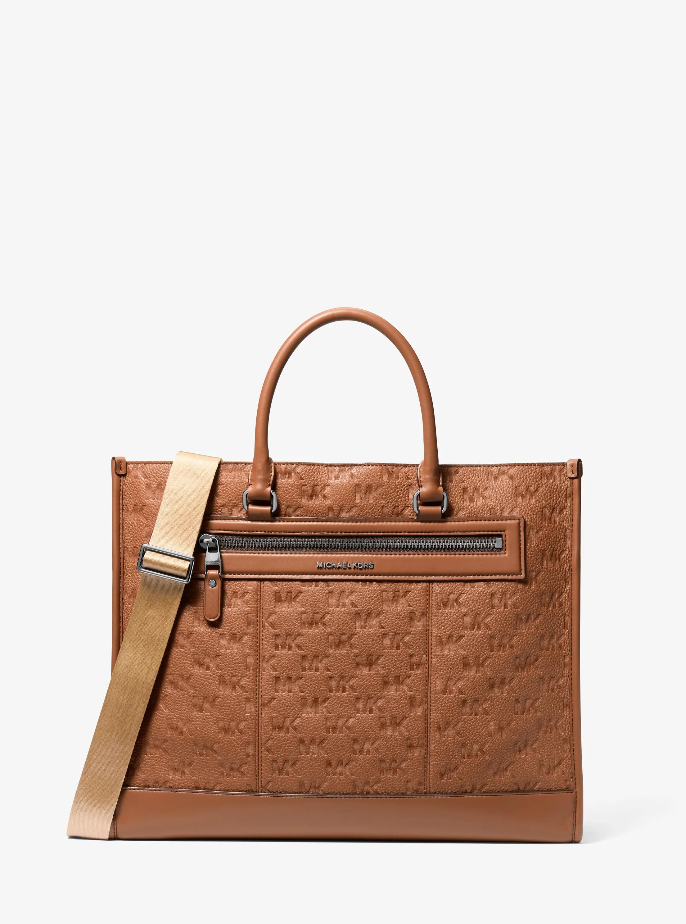 Michael Kors Jet Set Signature Logo Embossed Leather Tote Bag Work Shoulder Bag