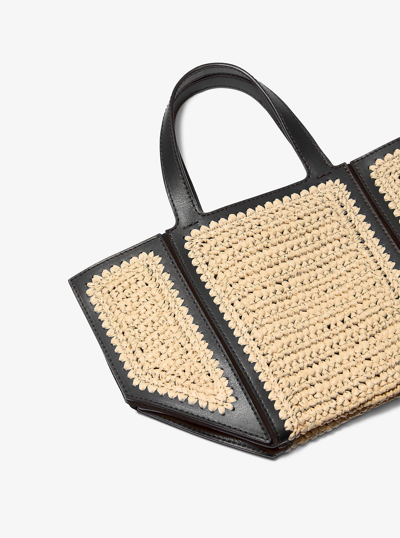 Michael Kors Jordi Small Hand-Crocheted and Leather Tote Bag Work Shoulder Bag