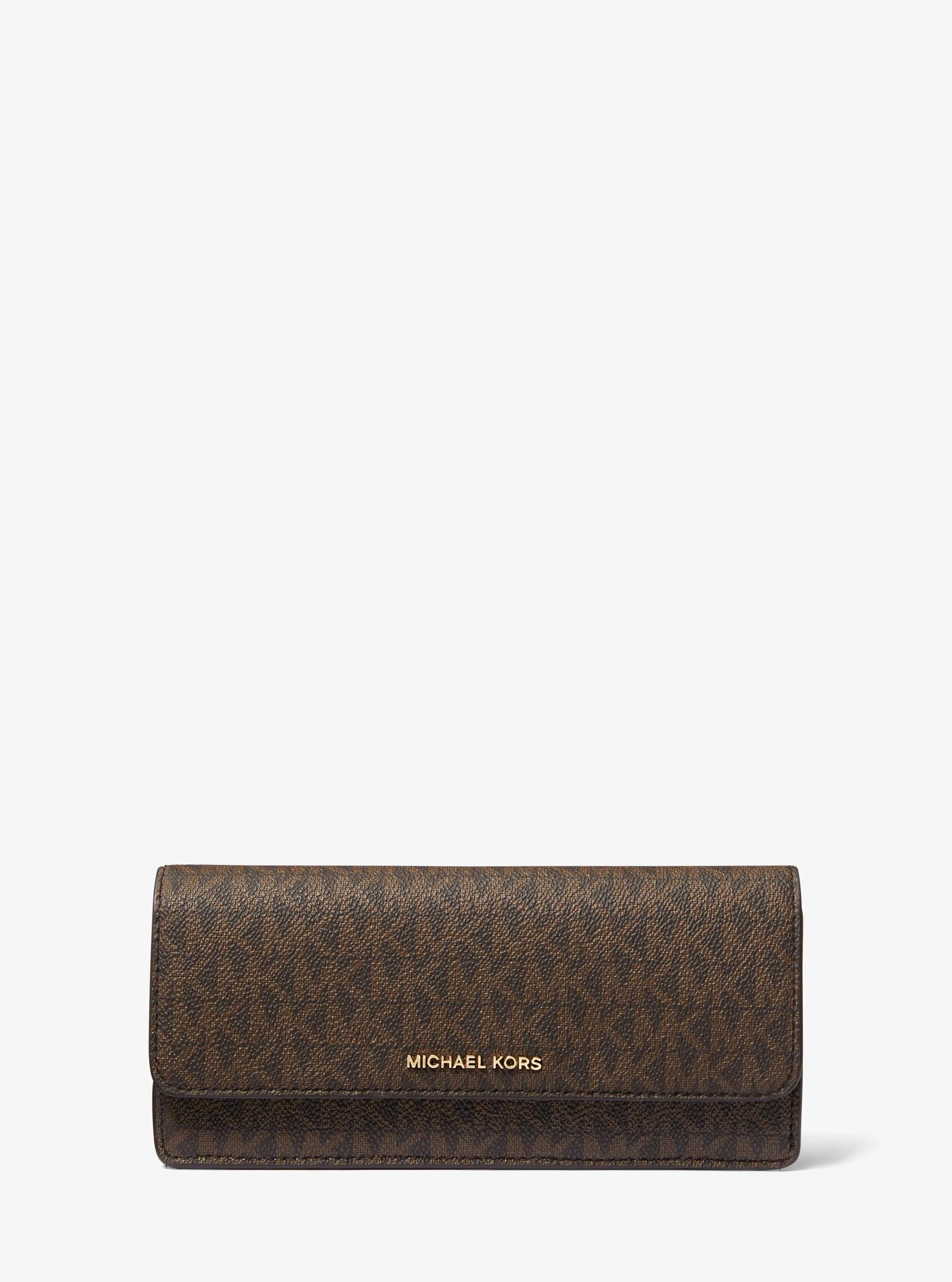 Michael Kors Jet Set Large Signature Signature Logo Snap-Front Wallet