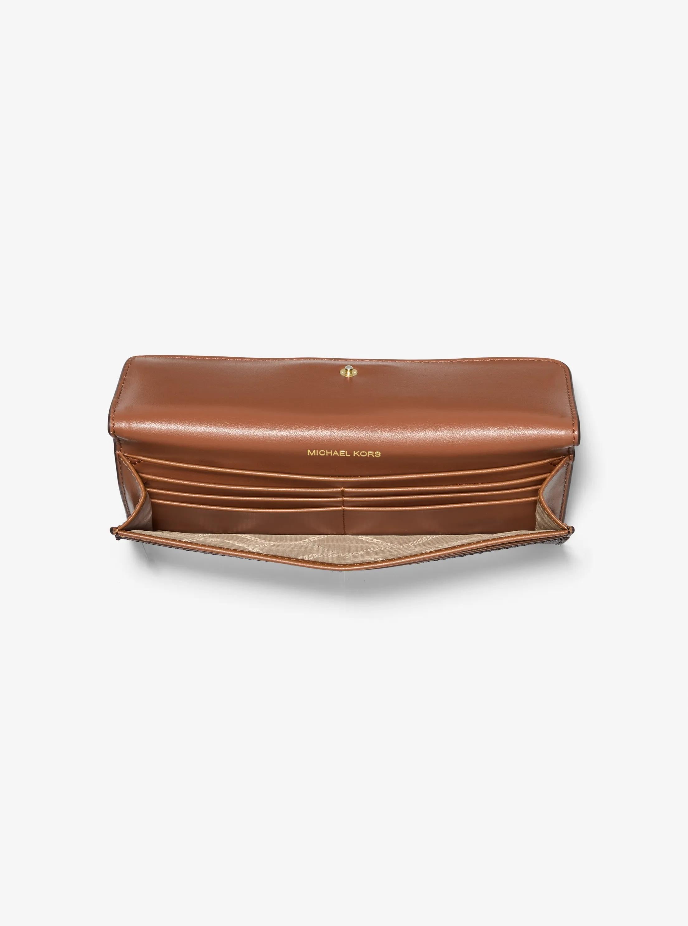 Michael Kors Jet Set Large Signature Signature Logo Snap-Front Wallet