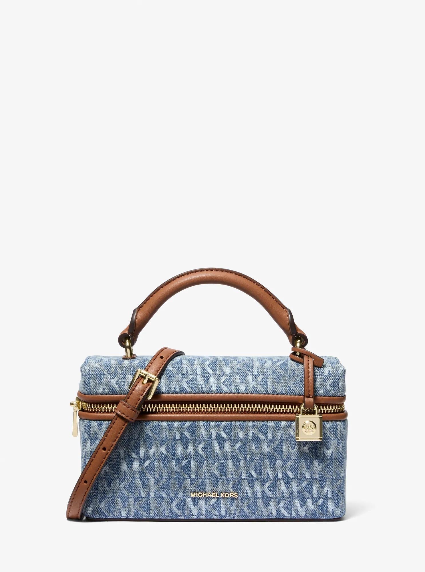 Michael Kors Jana Extra-Small Signature Signature Logo Print Denim Convertible Crossbody Bag Bag