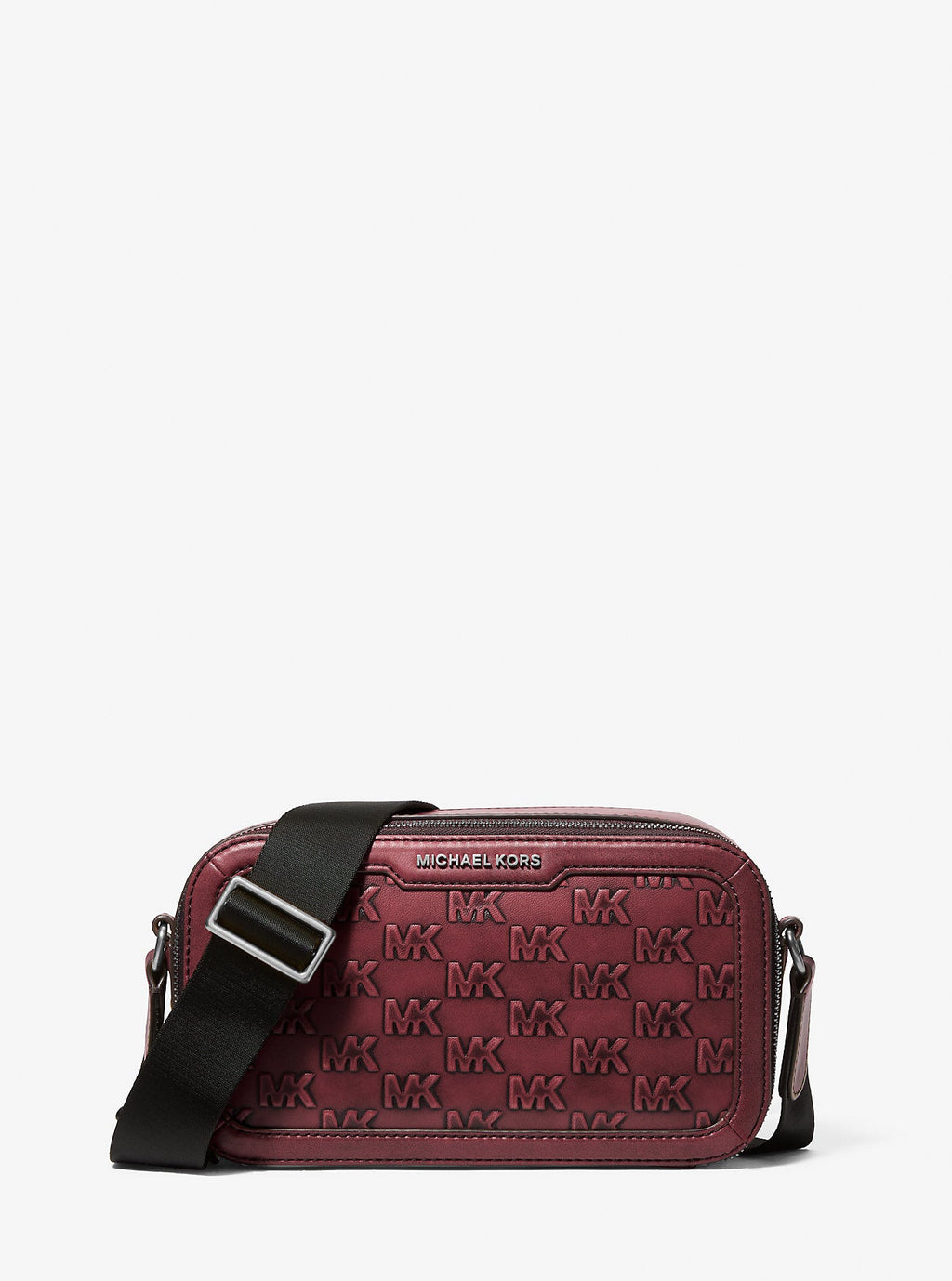 Michael Kors Hudson Signature Logo Embossed Burnished Leather Crossbody Bag Bag