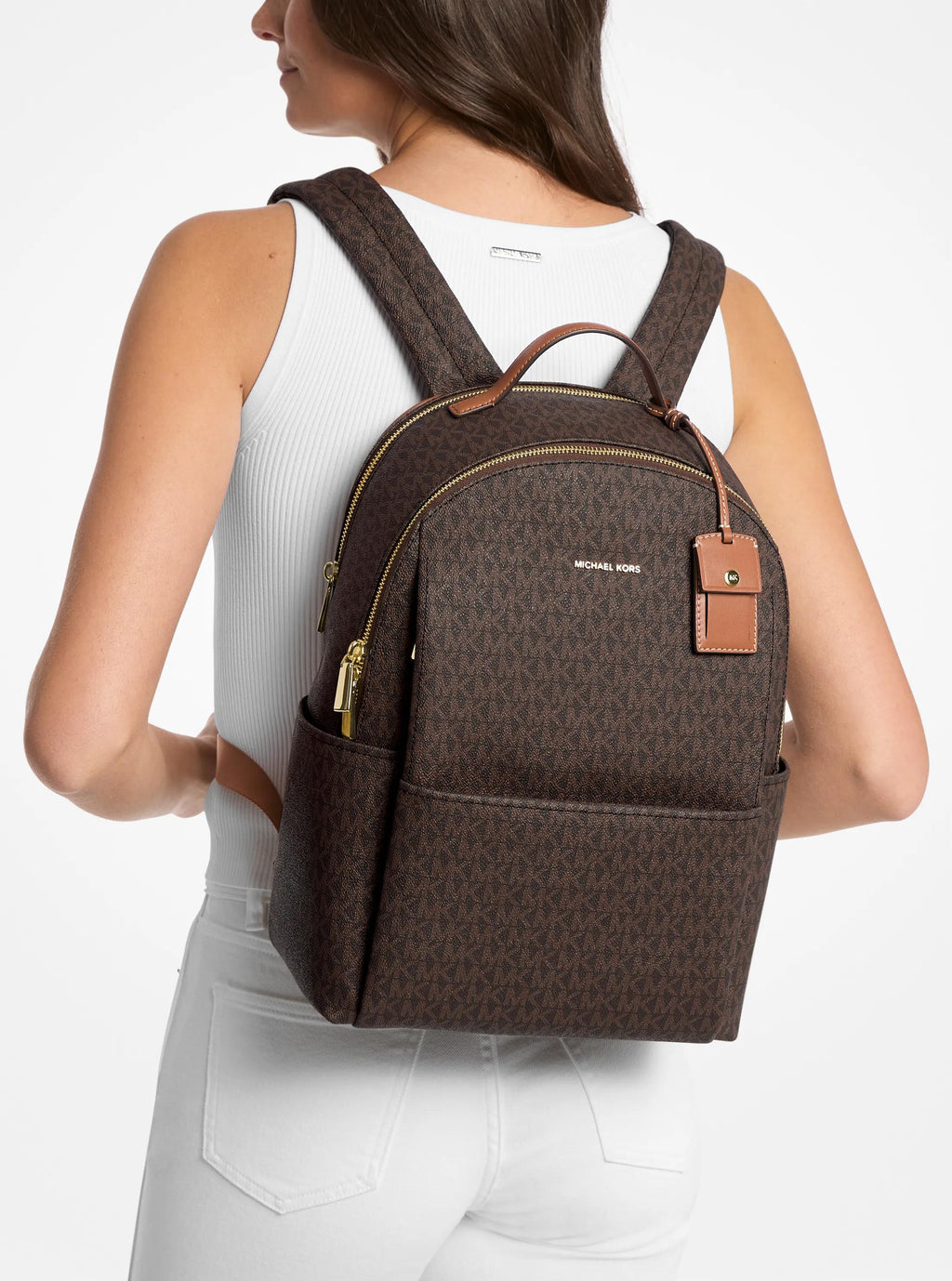 Michael Kors Sable Large Signature Signature Logo Backpack Travel School Bag
