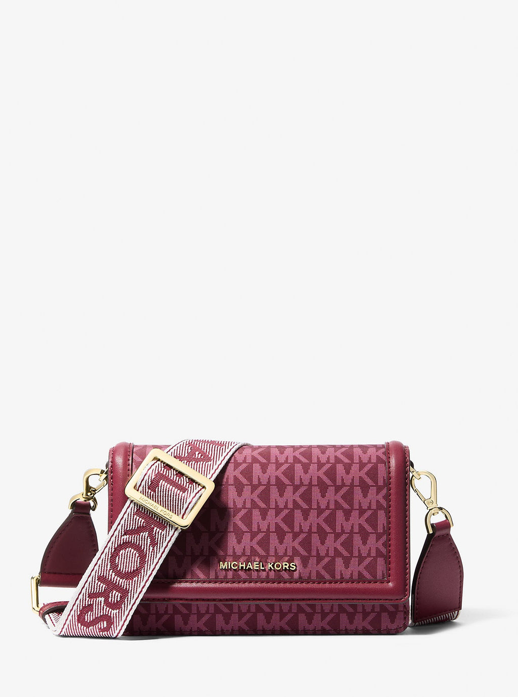 Michael Kors Jet Set Small Signature Logo Print Woven Phone Crossbody Bag Bag Bag