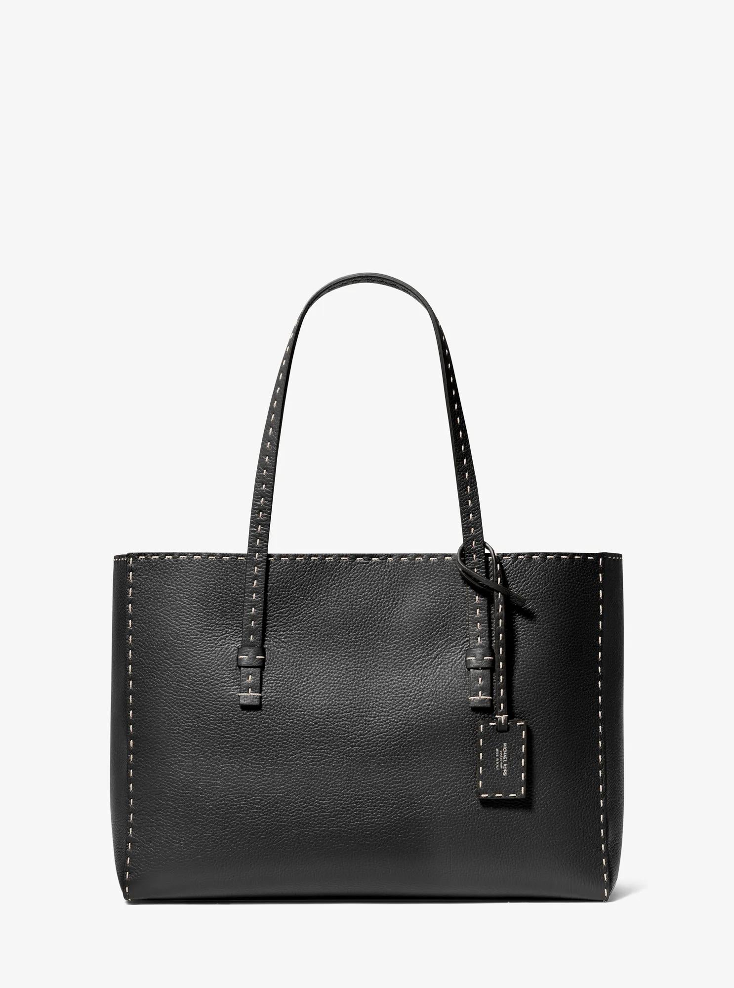 Michael Kors Sharon Hand-Stitched Pebbled Leather Tote Bag Work Shoulder Bag