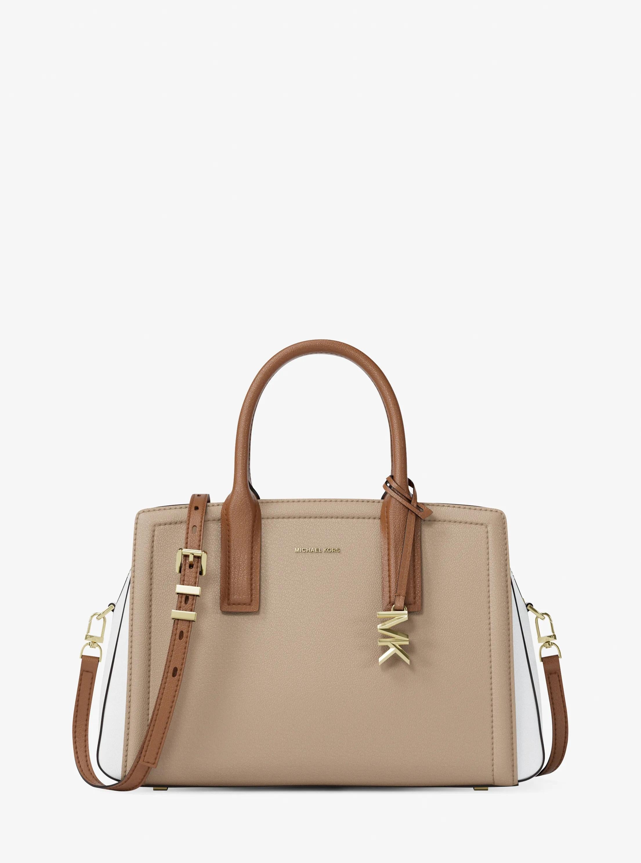 Michael Kors Laila Medium Color-Block Pebbled Leather Satchel
