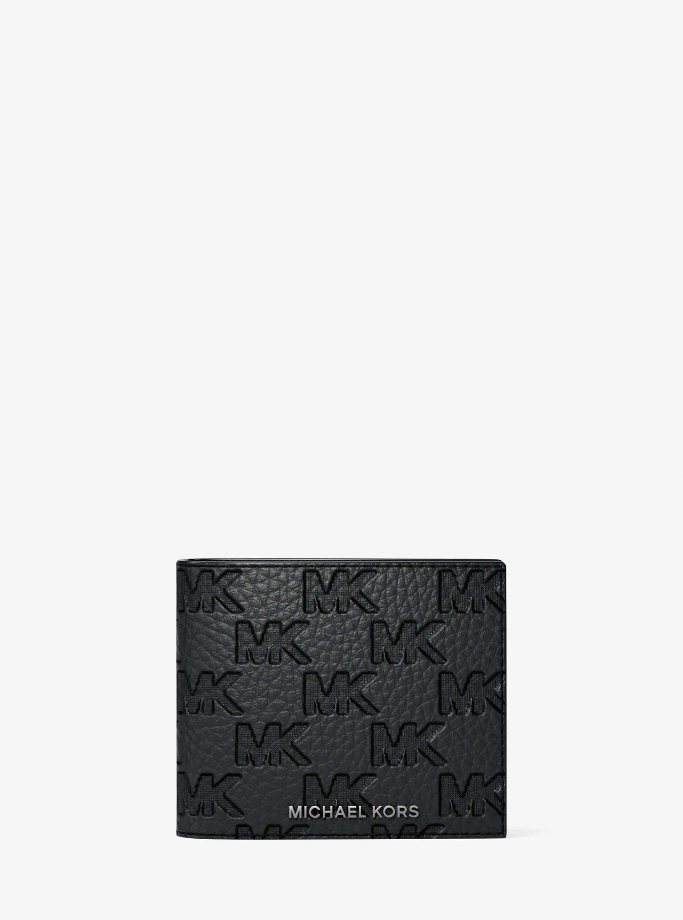 Michael Kors Hudson Signature Logo Embossed Leather Billfold Wallet and Passcase