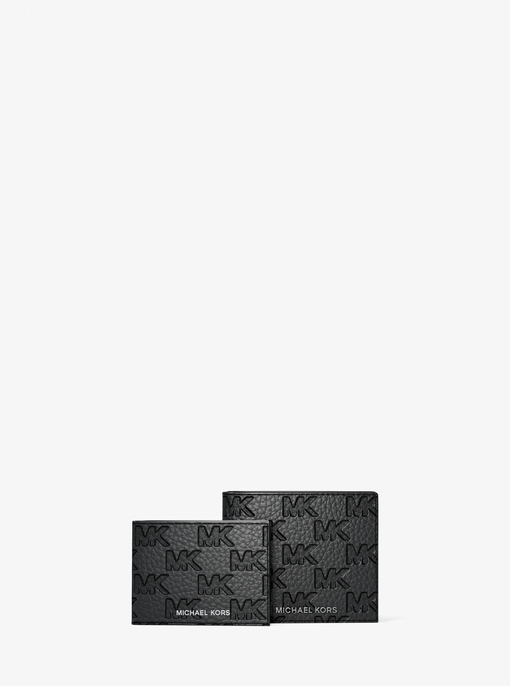 Michael Kors Hudson Signature Logo Embossed Leather Billfold Wallet and Passcase