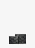Michael Kors Hudson Signature Logo Embossed Leather Billfold Wallet and Passcase