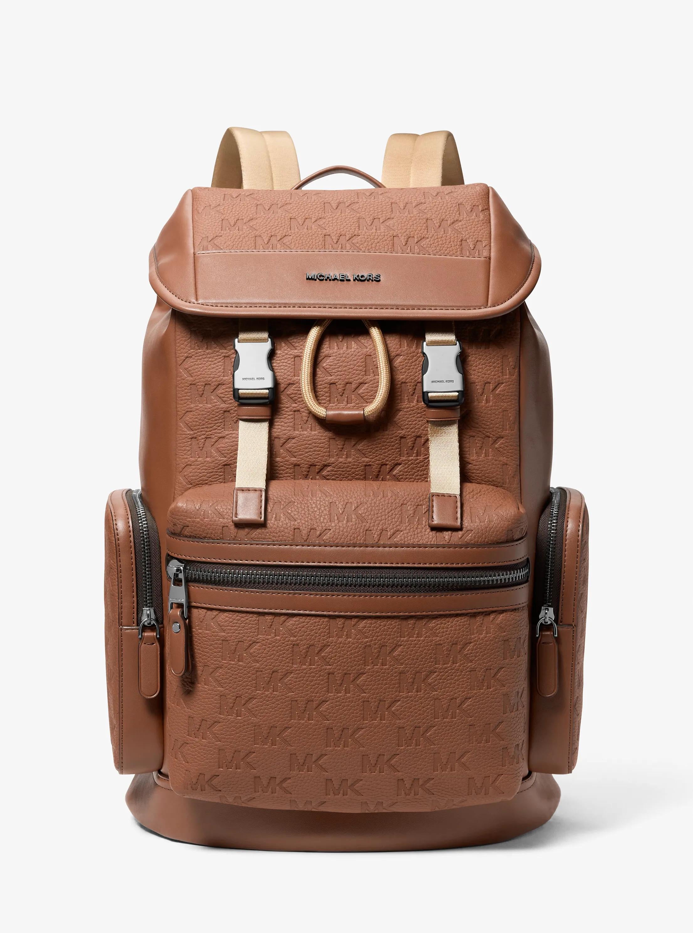 Michael Kors Jet Set Signature Logo Embossed Pebbled Leather Backpack Travel School Bag