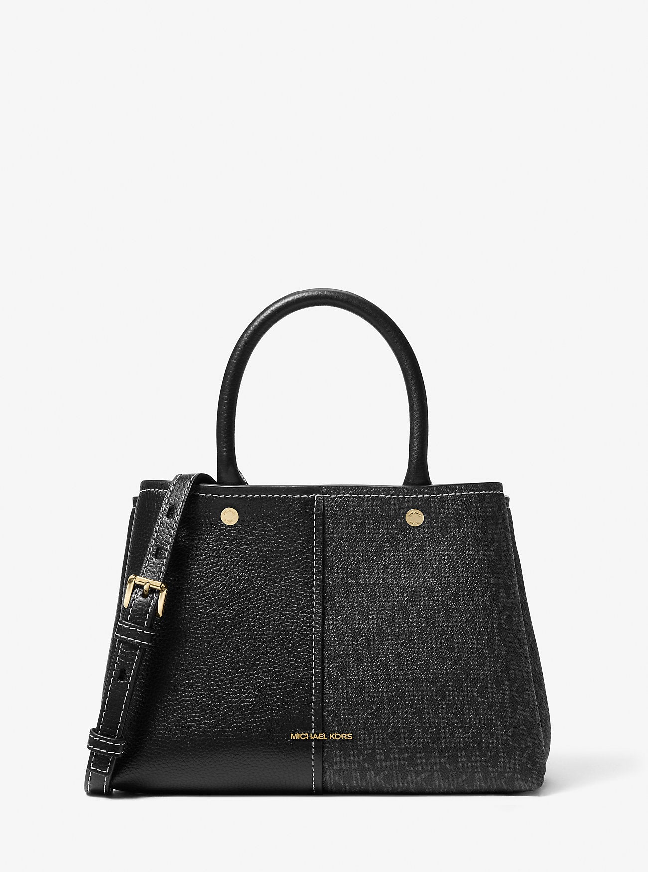 Michael Kors Flora Medium Signature Signature Logo and Leather Satchel