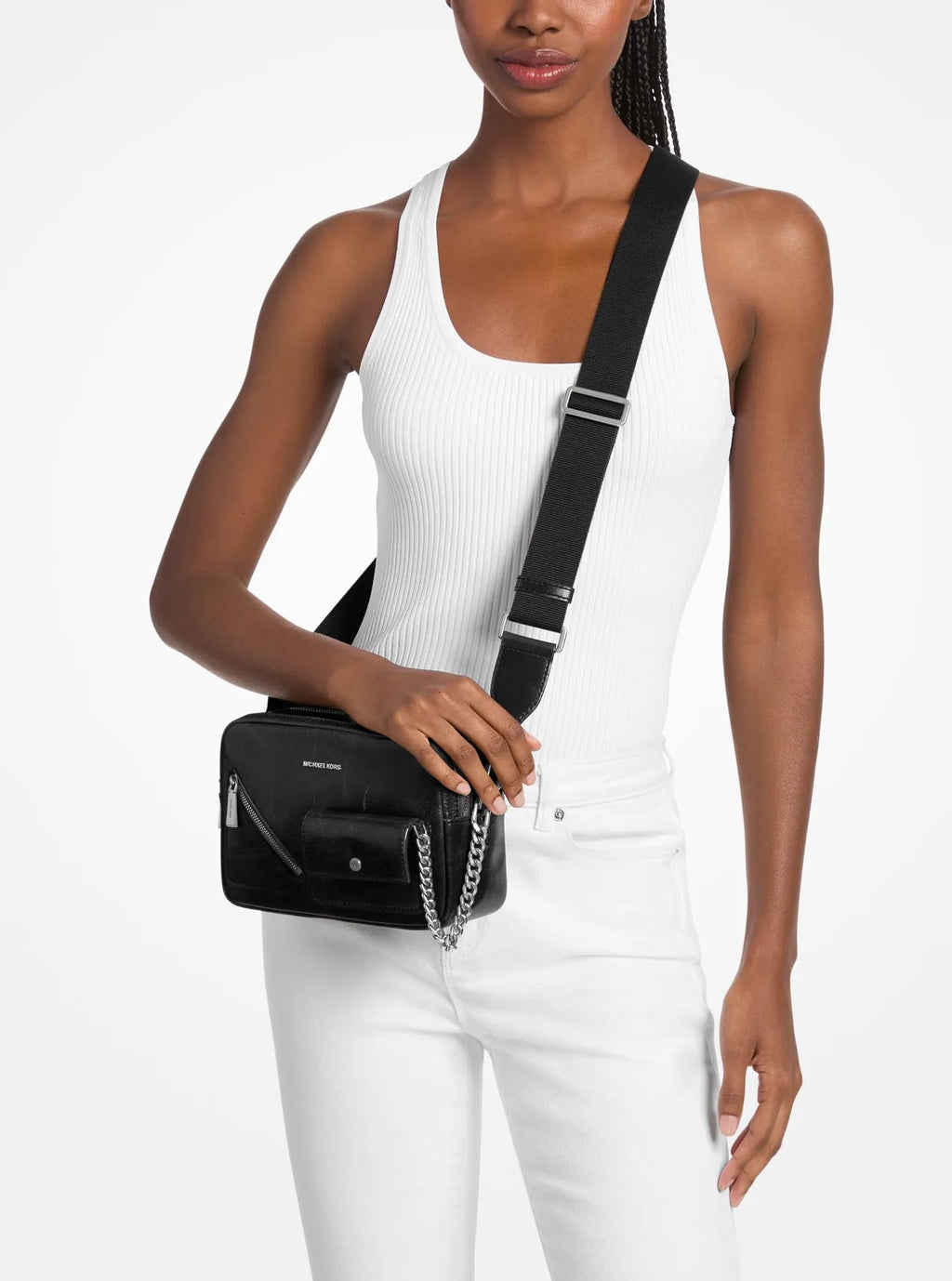 Michael Kors Bryant Medium Leather Camera Crossbody Bag Bag With Card Case