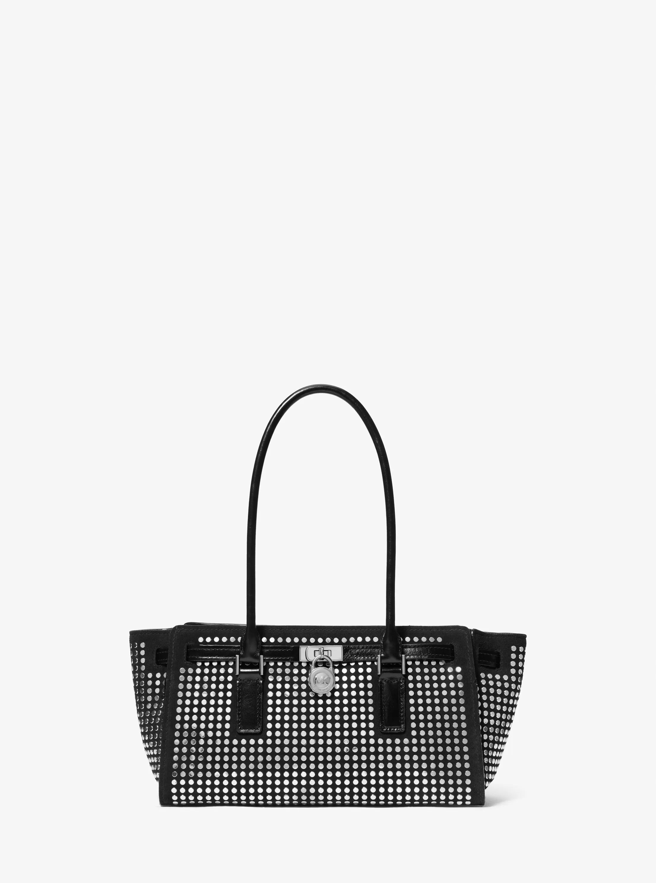 Michael Kors Hamilton Moderne Small Studded Suede Satchel