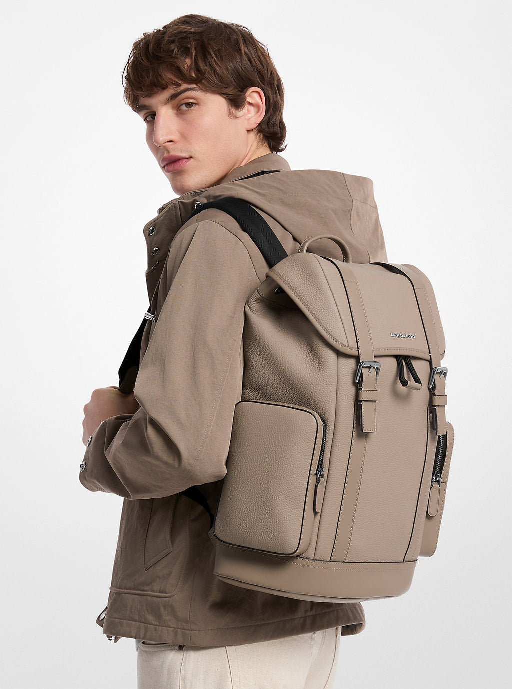 Michael Kors Hudson Pebbled Leather Backpack Travel School Bag
