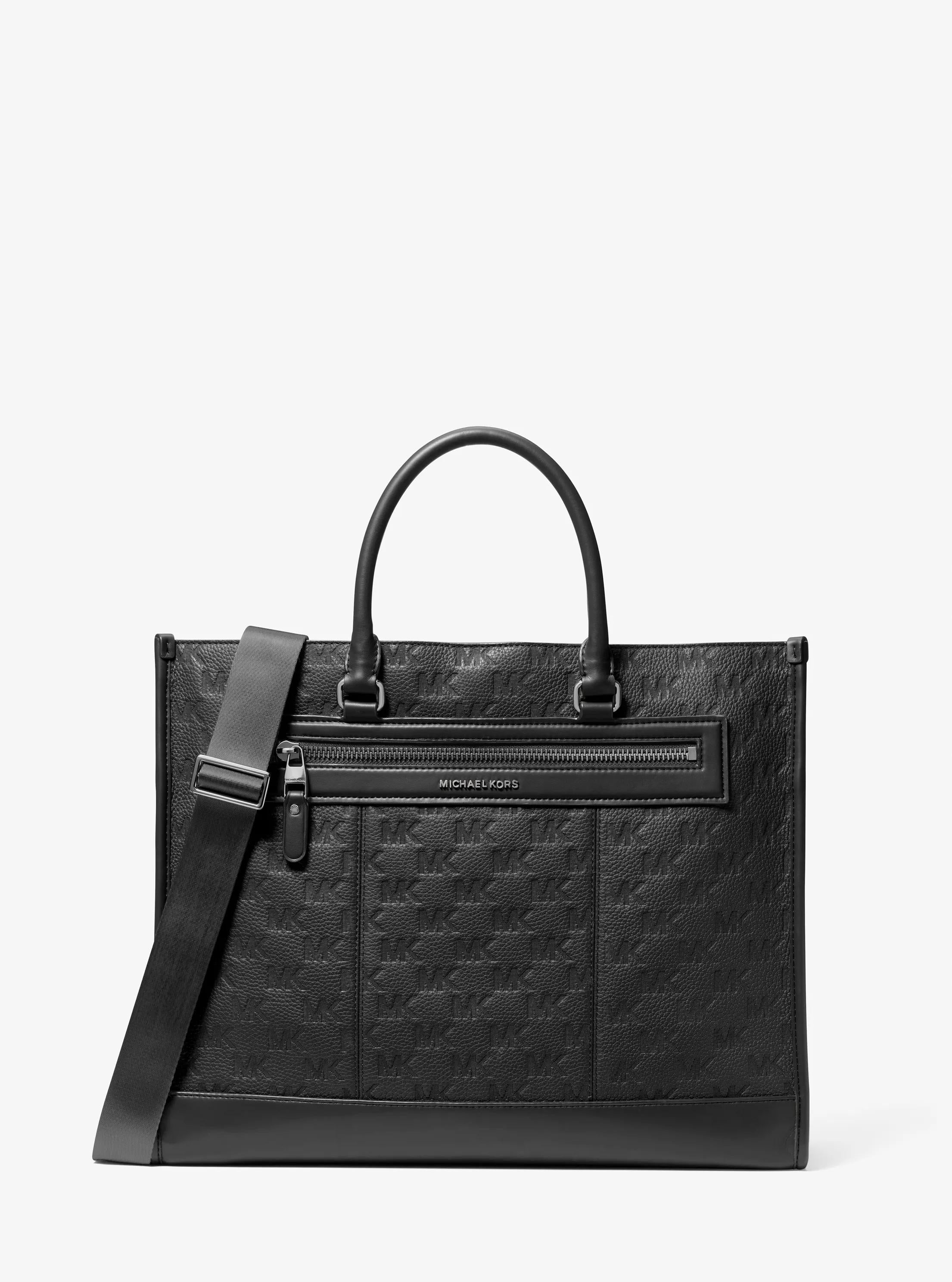 Michael Kors Jet Set Signature Logo Embossed Leather Tote Bag Work Shoulder Bag